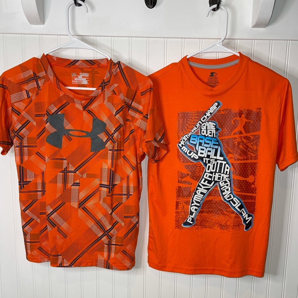 Short sleeve shirts‎ bundle of 2 Under Armor & Starter brand sz 14/16